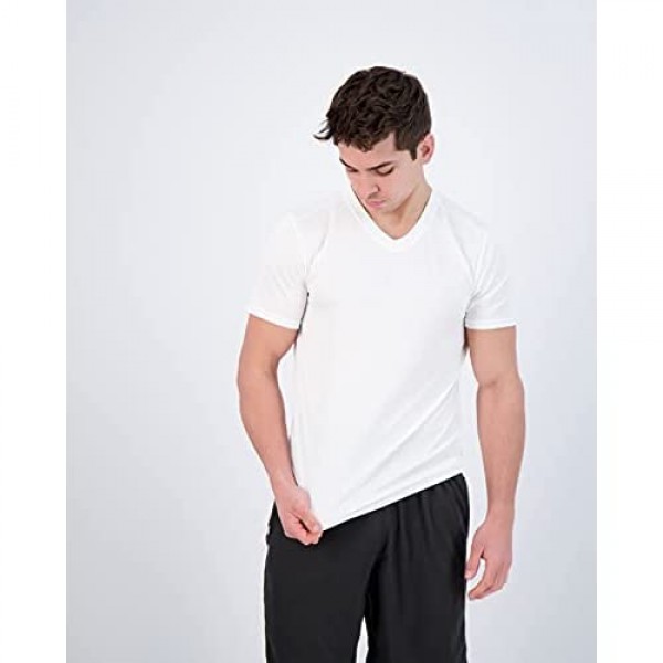 Real Essentials 5 Pack: Men’s V-Neck Mesh Moisture Wicking Active Athletic Performance Short Sleeve T-Shirt