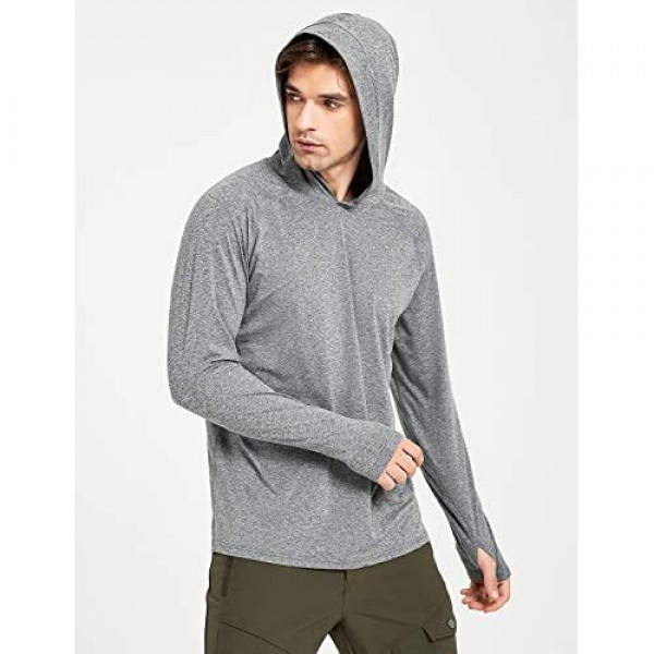 Safort Men's UPF 50+ Sun Protection Hoodie Long Sleeve Half Zip T-Shirt for Running Fishing Hiking