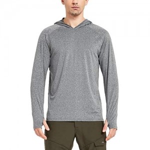 Safort Men's UPF 50+ Sun Protection Hoodie Long Sleeve Half Zip T-Shirt for Running  Fishing  Hiking