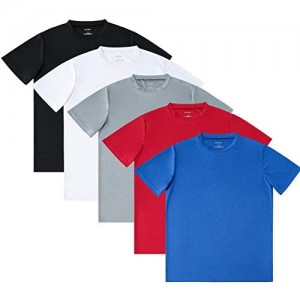 SAYFINE 5 Pack Plain Atheletic Shirts for Men Mens T Shirt Tee Shirts with Crew Neck