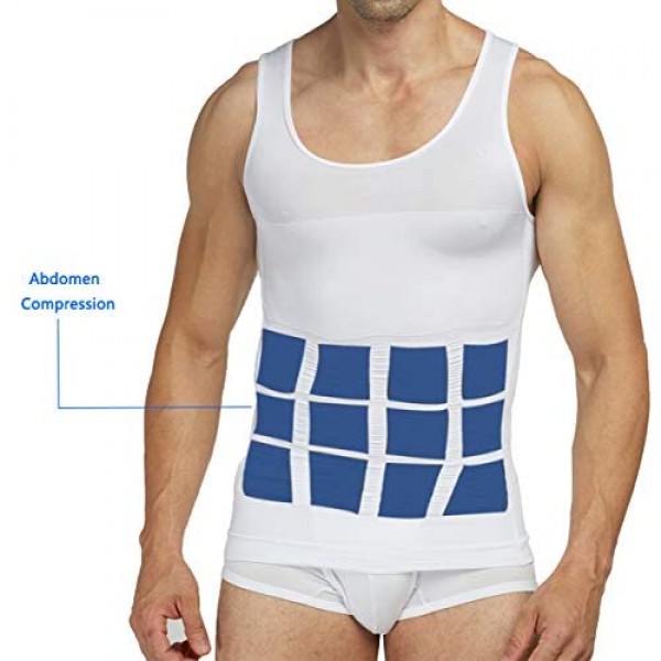 Shaxea Bodywear Mens Slimming Body Shaper Gynecomastia Vest Shirt Tank Top Compression Shirt Shapewear for Men