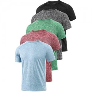 Xelky 4-5 Pack Men's Dry Fit T Shirt Moisture Wicking Athletic Tees Exercise Fitness Activewear Short Sleeves Gym Workout Top