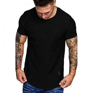 Yidarton Mens T Shirts Short Sleeve Casual Shirts Gym Athletic Muscle Workout Slim Fit Tee Shirt Tops