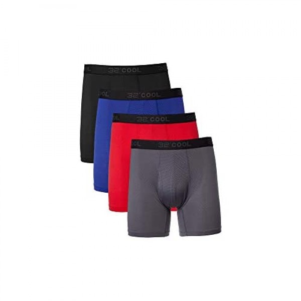 32 DEGREES Cool Mens 4-Pack Active Mesh Quick Dry Performance Boxer Brief