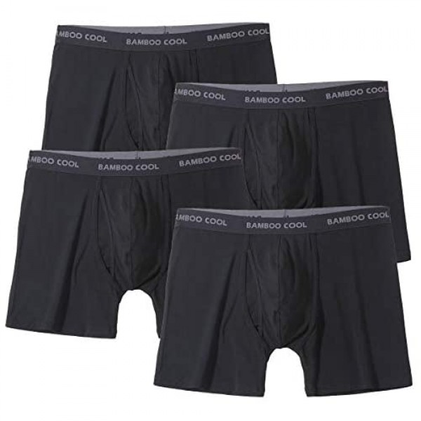 BAMBOO COOL Men’s Underwear boxer briefs Soft Comfortable Bamboo Viscose Underwear Trunks (4 Pack)