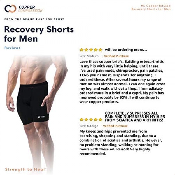 Copper Compression Recovery Shorts Underwear Tights Boxer Briefs Fit for Men