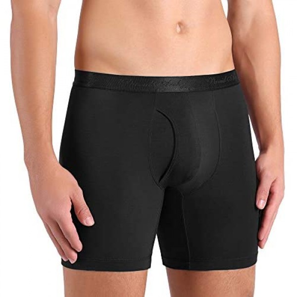 DAVID ARCHY Men's Underwear Ultra Soft Micro Modal Boxer Briefs with Fly Boxer Shorts