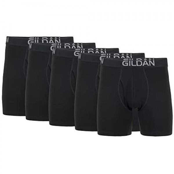 Gildan Men's Cotton Stretch Boxer Brief Multipack Black Soot (5-Pack) 2X-Large