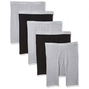Hanes Men's Comfort Flex Waistband Sports-Inspired Cool Dri Boxer Brief  Multi Packs  5-Pack Black/Gray Assorted  Medium