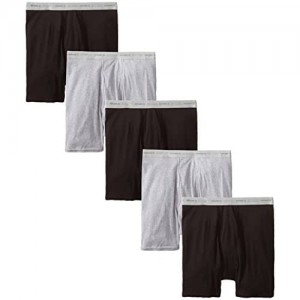 Hanes Men's Comfort Flex Waistband Sports-Inspired Cool Dri Boxer Brief  Multi Packs  5-Pack Black/Gray Assorted  X-Large