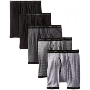 Hanes Men's Comfort Flex Waistband Sports-Inspired Cool Dri Boxer Brief  Multi Packs  5-Pack Striped Assorted  Large