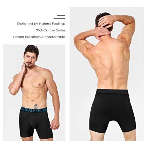 Natural Feelings Boxer Briefs Mens Underwear Men Pack of 5 Soft Cotton Open Fly Underwear
