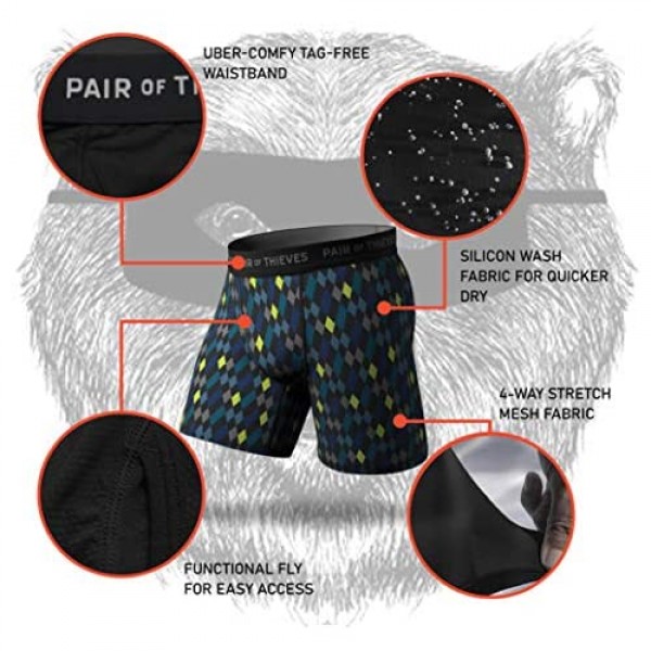 Pair of Thieves Super Fit Men’s Long Boxer Briefs 3 Pack Underwear AMZ Exclusive