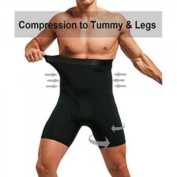 QUAFORT Men Tummy Control Shorts High Waist Slimming Shapewear Body Shaper Leg Underwear Briefs