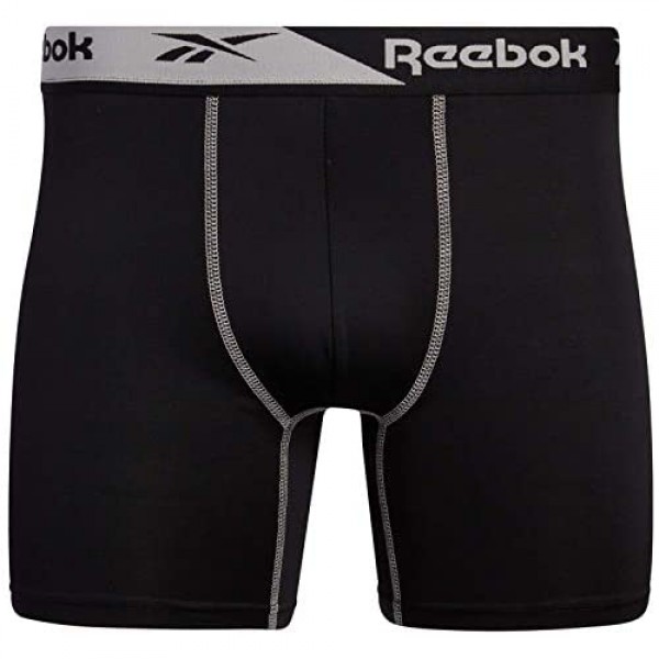 Reebok Mens 6 Pack Performance Quick Dry Moisture Wicking Boxer Briefs