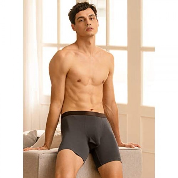 Separatec Men's Underwear 3 Pack Basic Bamboo Rayon Soft Breathable Dual Pouch Boxer Briefs