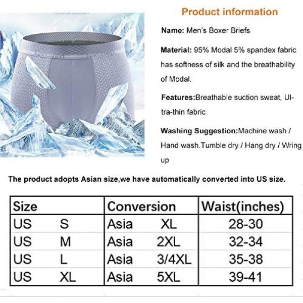 THSISSUE Men's Ice Silk Underwear Breathable Soft Ultra-Thin Mesh Boxer Briefs