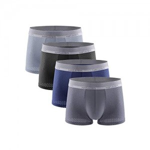 THSISSUE Men's Ice Silk Underwear Breathable Soft Ultra-Thin Mesh Boxer Briefs