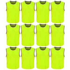 DreamHigh DH Mens Soccer Sports Team Practice Pinnies Scrimmage Training Mesh Vests -12 Pcs Pack