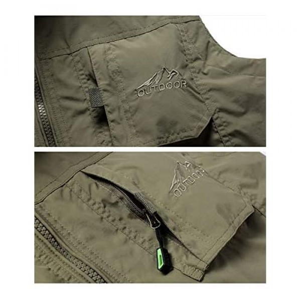 Flygo Men's Lightweight Outdoor Travel Work Fishing Vest with Multi-Pockets