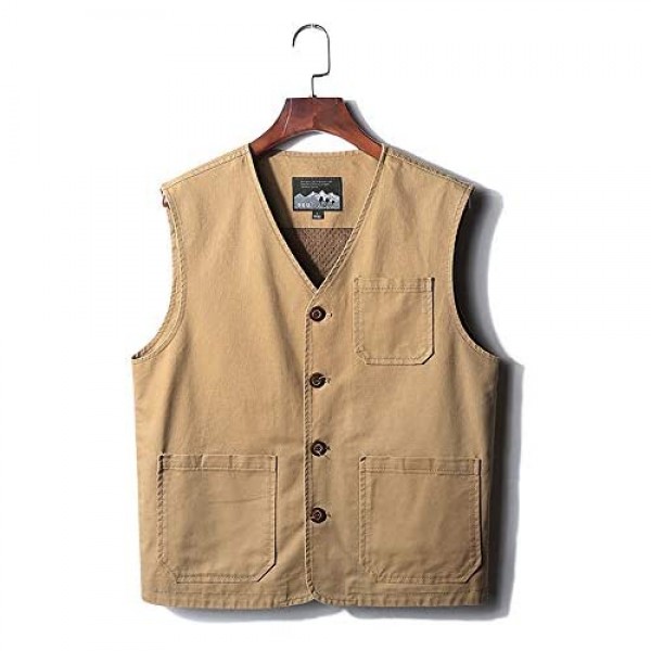 Gihuo Men's Casual Cotton Outdoor Fishing Safari Travel Vest