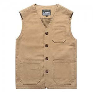 Gihuo Men's Casual Cotton Outdoor Fishing Safari Travel Vest