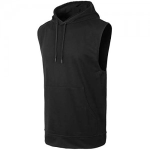 Mens Lightweight Workout Hooded-Tanktop with Pocket (Big