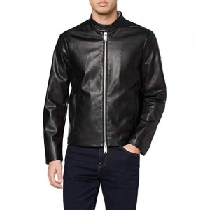 AX Armani Exchange mens Fitted Full Zip Eco Leather Jacket