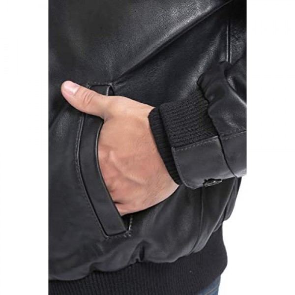BGSD Men's City Lambskin Leather Bomber Jacket (Regular and Big & Tall)