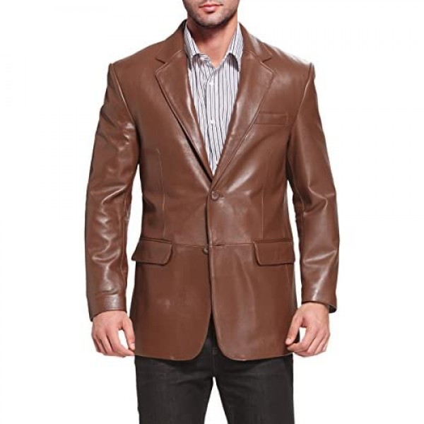 BGSD Men's Richard Classic Leather Blazer Lambskin Sport Coat Jacket (Regular Big & Tall and Short)