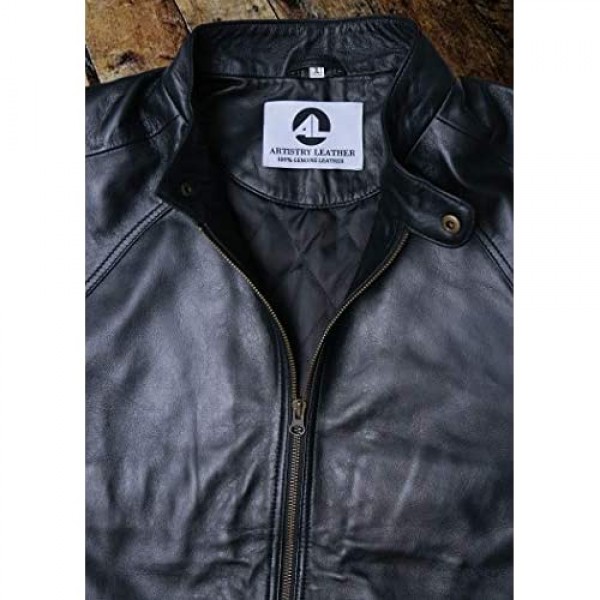 Black Casual Real Leather Jacket for Mens | Genuine Lambskin Motorcycle Biker Jackets