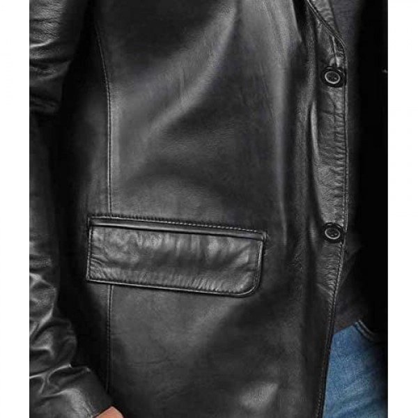 Black Leather Blazer for Men - Real Lambskin Brown Leather Mens Blazer