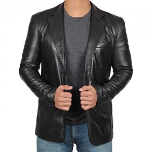 Black Leather Blazer for Men - Real Lambskin Brown Leather Mens Blazer