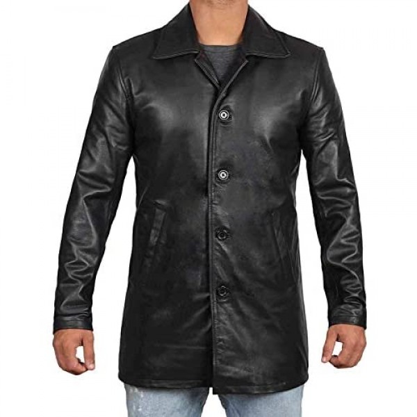 Black Leather Coats for Men - Brown Real Lambskin Mens Leather Jacket