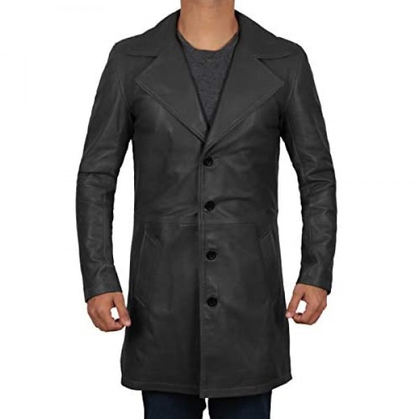 Blingsoul Black Leather Car Coat - Brown 100% Real Leather Coats for Men
