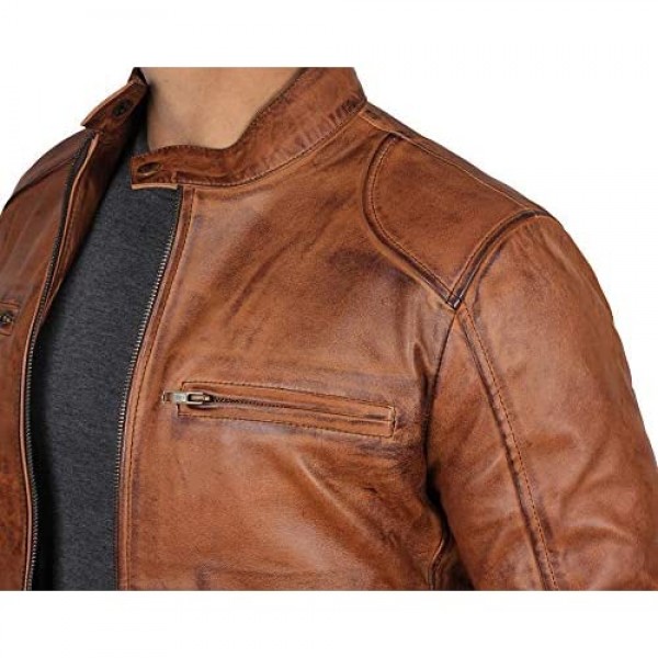 Blingsoul Leather Jacket Men - Distressed Brown Lambskin Mens Leather Jackets