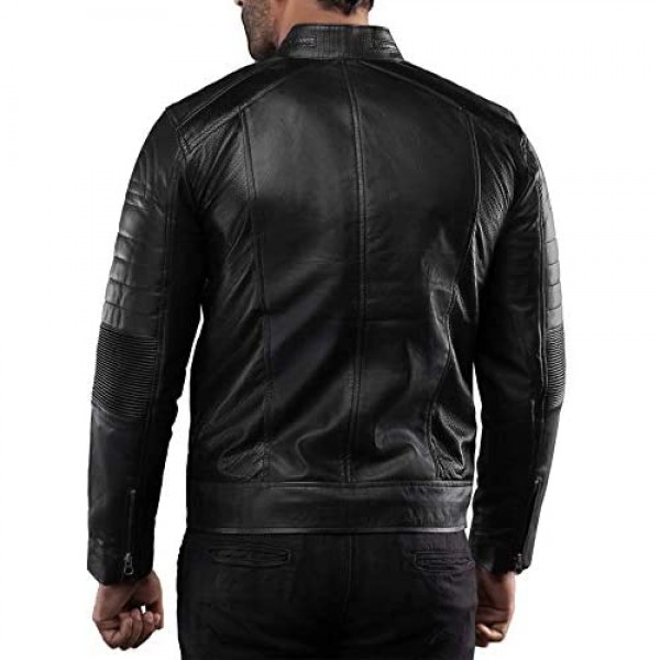 Blingsoul Mens Leather Jacket - Distressed Brown Motorcycle Leather Jacket for Men