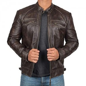 Brown Leather Jacket Men - Real Lambskin Distressed Black Leather Jackets for Men