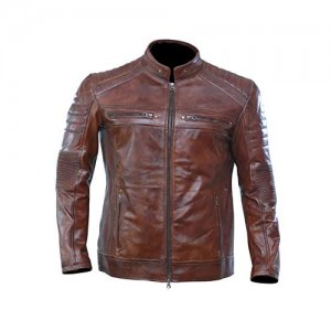 Brown Motorcycle Leather Jacket For Mens | Genuine Lambskin Waxed Moto Cafe Racer Jackets For Bikers