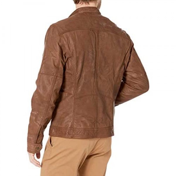 Cole Haan Men's Washed Lamb Leather Moto Jacket