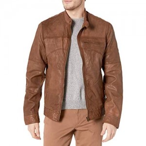 Cole Haan Men's Washed Lamb Leather Moto Jacket