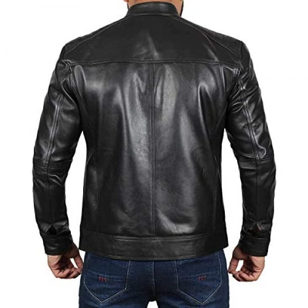 Decrum Black Leather Jackets for Men - Real Leather