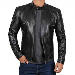 Decrum Black Leather Jackets for Men - Real Leather