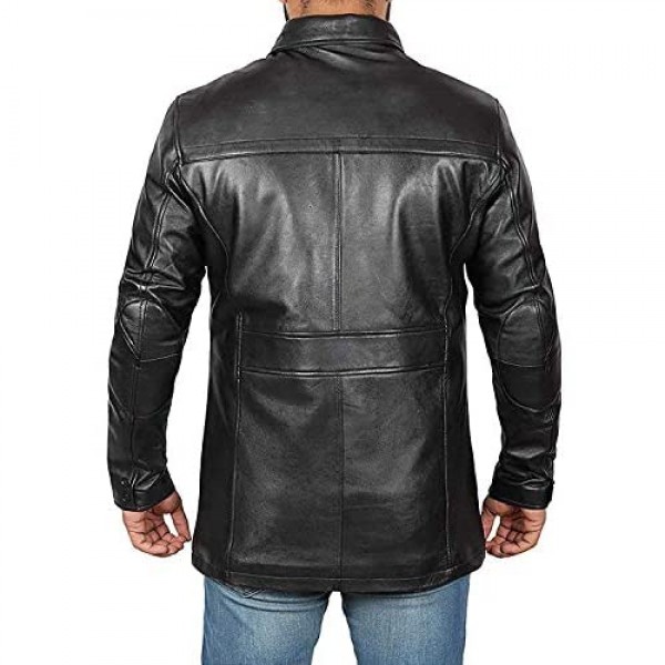 Decrum Mens Winter Leather Car Coat - 3/4 Length - 100% Real Leather