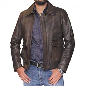Dynamic Leather Indiana Jones Distressed-Brown Genuine Cowhide Skin Leather Jacket