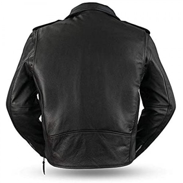 First Mfg Co Men's Leather Motorcycle Jacket (Black 3X-Large)