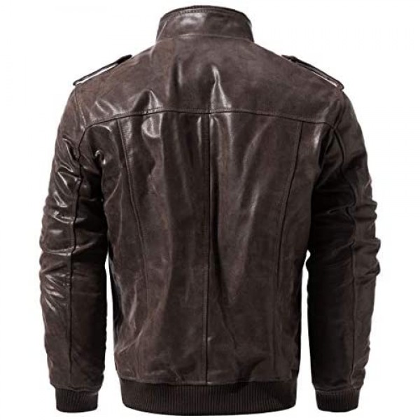 FLAVOR Men Biker retro Brown Leather Motorcycle Jacket Genuine Leather jacket