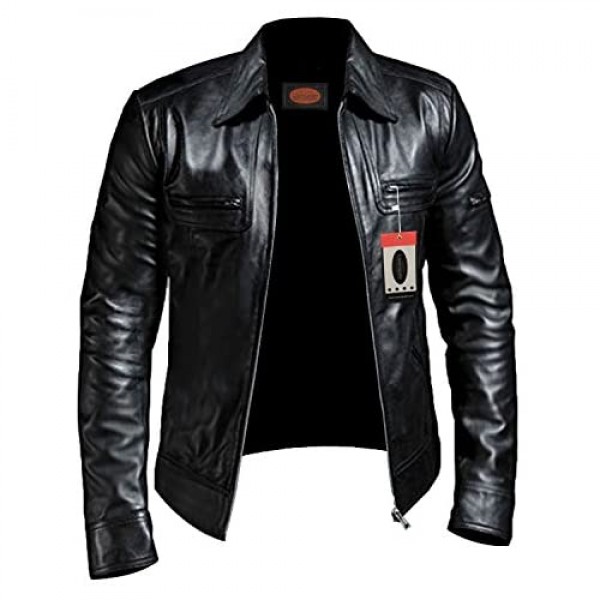 Laverapelle Men's Genuine Lambskin Leather Jacket (Black Biker Jacket) - 1501200