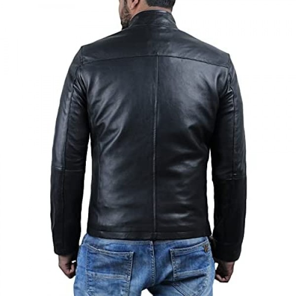 Laverapelle Men's Genuine Lambskin Leather Jacket (Black Classic Jacket) - 1501135