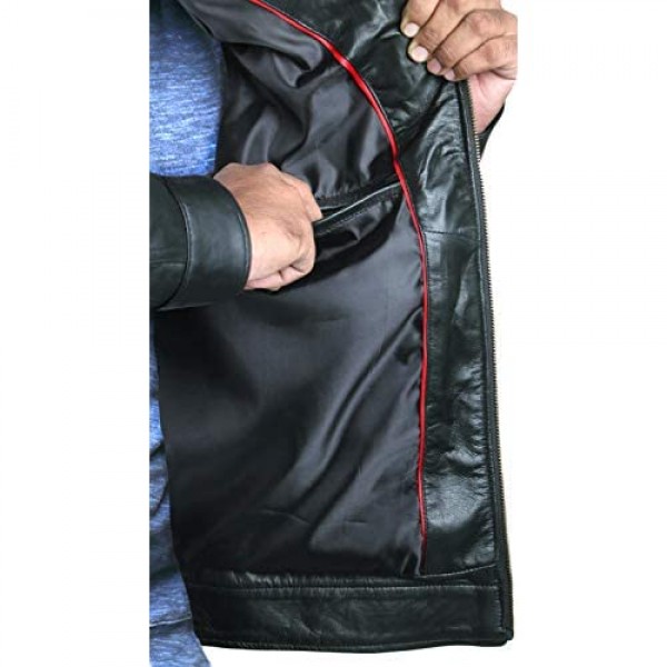 Laverapelle Men's Genuine Lambskin Leather Jacket (Black Classic Jacket) - 1501210